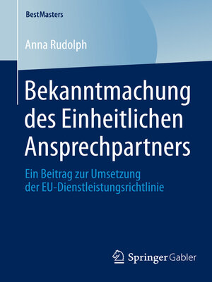 cover image of Bekanntmachung des Einheitlichen Ansprechpartners